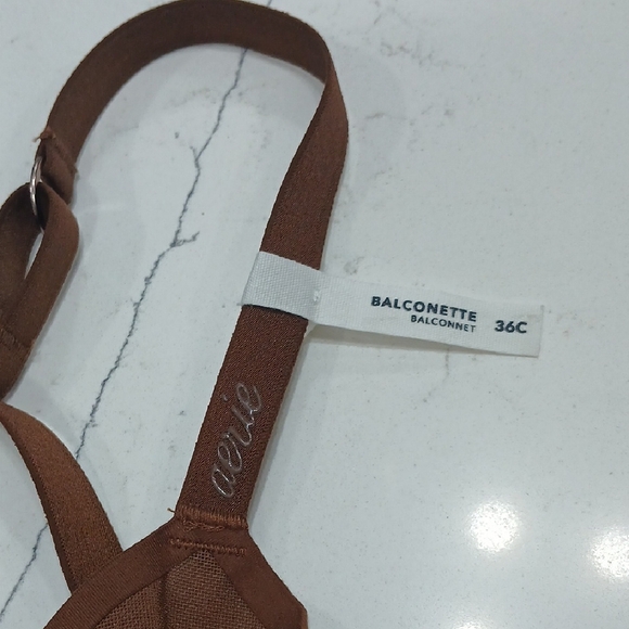 Aerie Chocolate Brown Underwire Mesh Bra Balconnette 36c Gentle Used - Picture 2 of 10